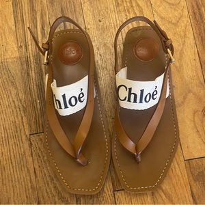 CHLOE WOODY SLINGBACK SANDALS- SIZE 39